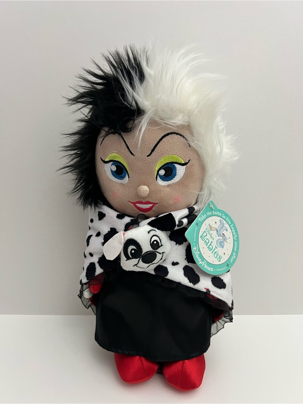 Disney Parks Disney Babies Baby Cruella de Vil 101 Dalmatians 10" Plush NWT Tags